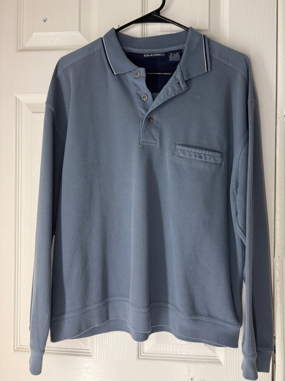 Puritan Men's Long-Sleeve Polo Shirt - Slate Blue
